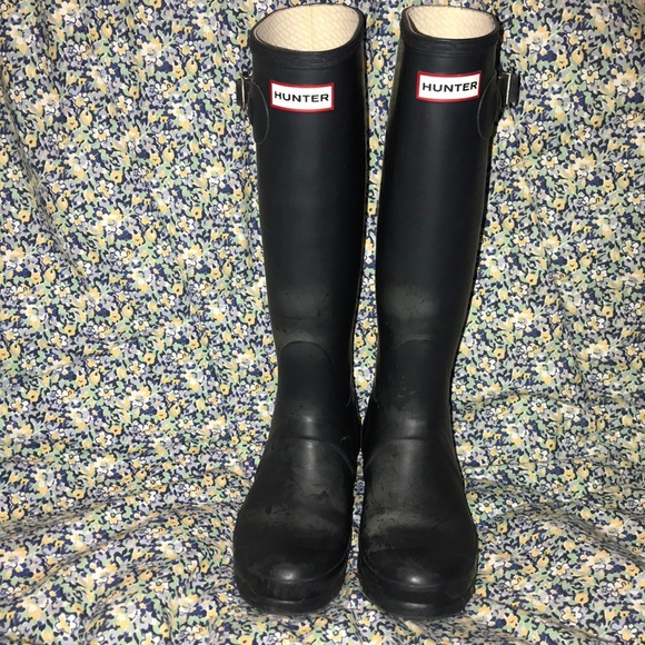 Navy Blue tall Hunter Boots - Picture 1 of 5